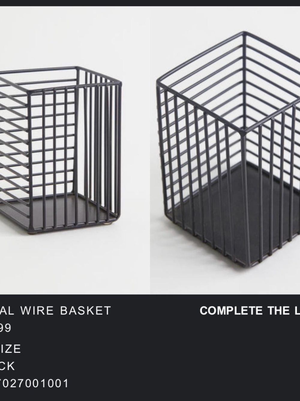 H&M Home Black Metal Wire Basket